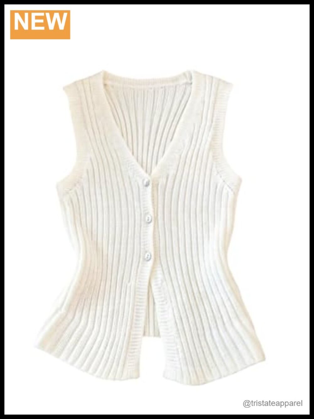 Women's Ribbed Knit V-Neck Button Down Sweater Vest Sleeveless Split Front
